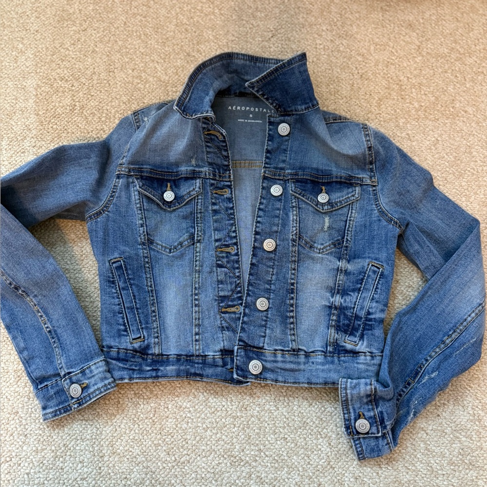 Aeropostale Blue Denim Cropped Jacket